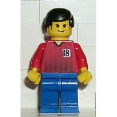 soc070 Soccer Player Red Blue Team with shirt 18 